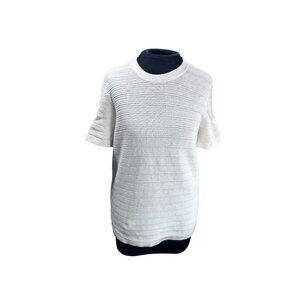 Abercrombie & Fitch Cream White Textured Knit Short Sleeve Sweater Top XS